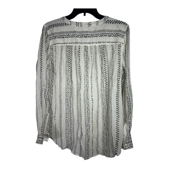 Ann Taylor Loft Size Medium Women's Blouse Black and White Long Sleeve AC110 - Picture 2 of 6
